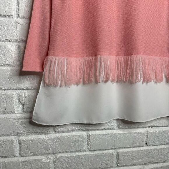 Tyler Boe Cashmere Fringe Layered Sweater Pink size XS - Picture 3 of 6
